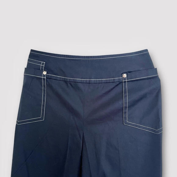 Escada Navy Blue High Rise Tuxedo Flare Dress Pants Stretch Sz 40 - Picture 4 of 10